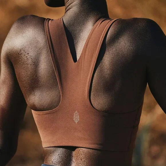 Free People Movement Never Better Square Neck Bra Cocoa Size XL - Picture 3 of 6